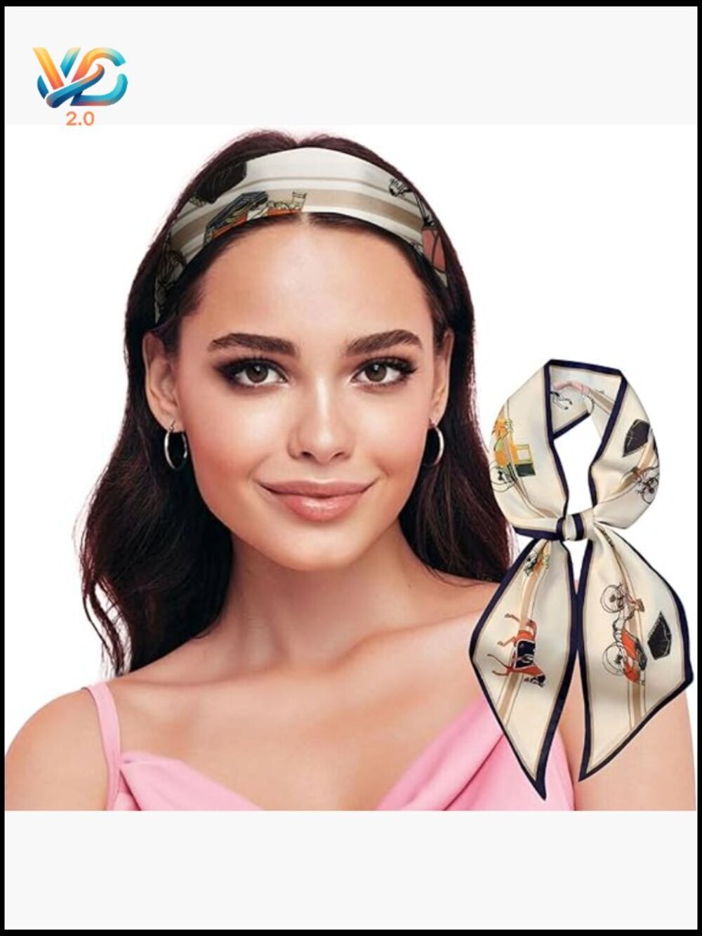 Silk-Like Fashion Scarf Multipurpose Head Scarf Handbag Accessory Wrap
